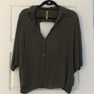 Army Green Top with cutout back
